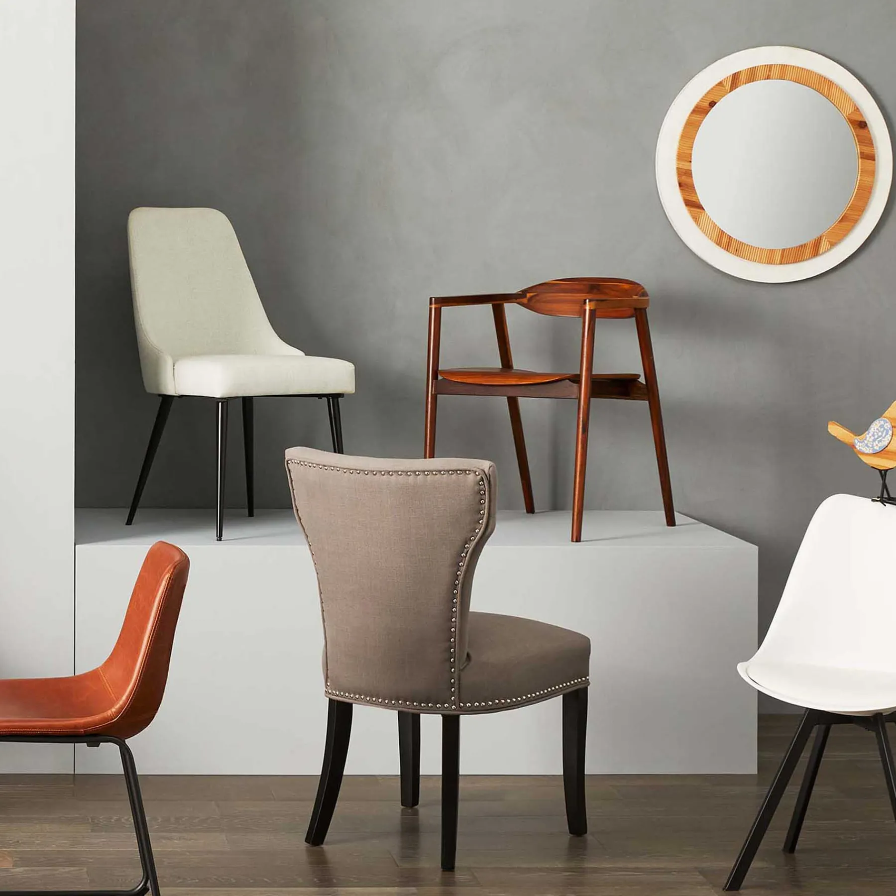 * Jhene Ii Grey Studded Back Dining Chair Low Price< Dining Chairs & Benches