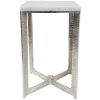 * Judd Silver Accent Table With Marble Top Premium< Accent Tables