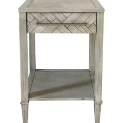 * Kate 1 Drawer 1 Shelf Parquet Wood Side Table Discount Online< Accent Tables