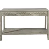 * Kate 3-Drawer Parquet Wood Console Table, 48 Discount< Accent Tables