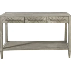 * Kate 3-Drawer Parquet Wood Console Table, 48 Discount< Accent Tables