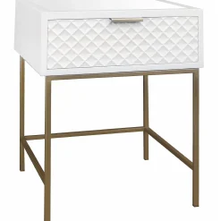 * Kelcie Textured Front 1 Drawer Cabinet With Mirror Top Opening Sales< Accent Tables
