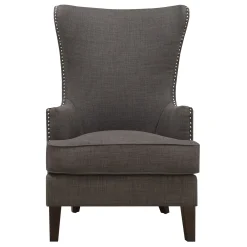 * Kori Charcoal Grey High Back Accent Chair With Nailhead Trim Good Quality< Accent Chairs