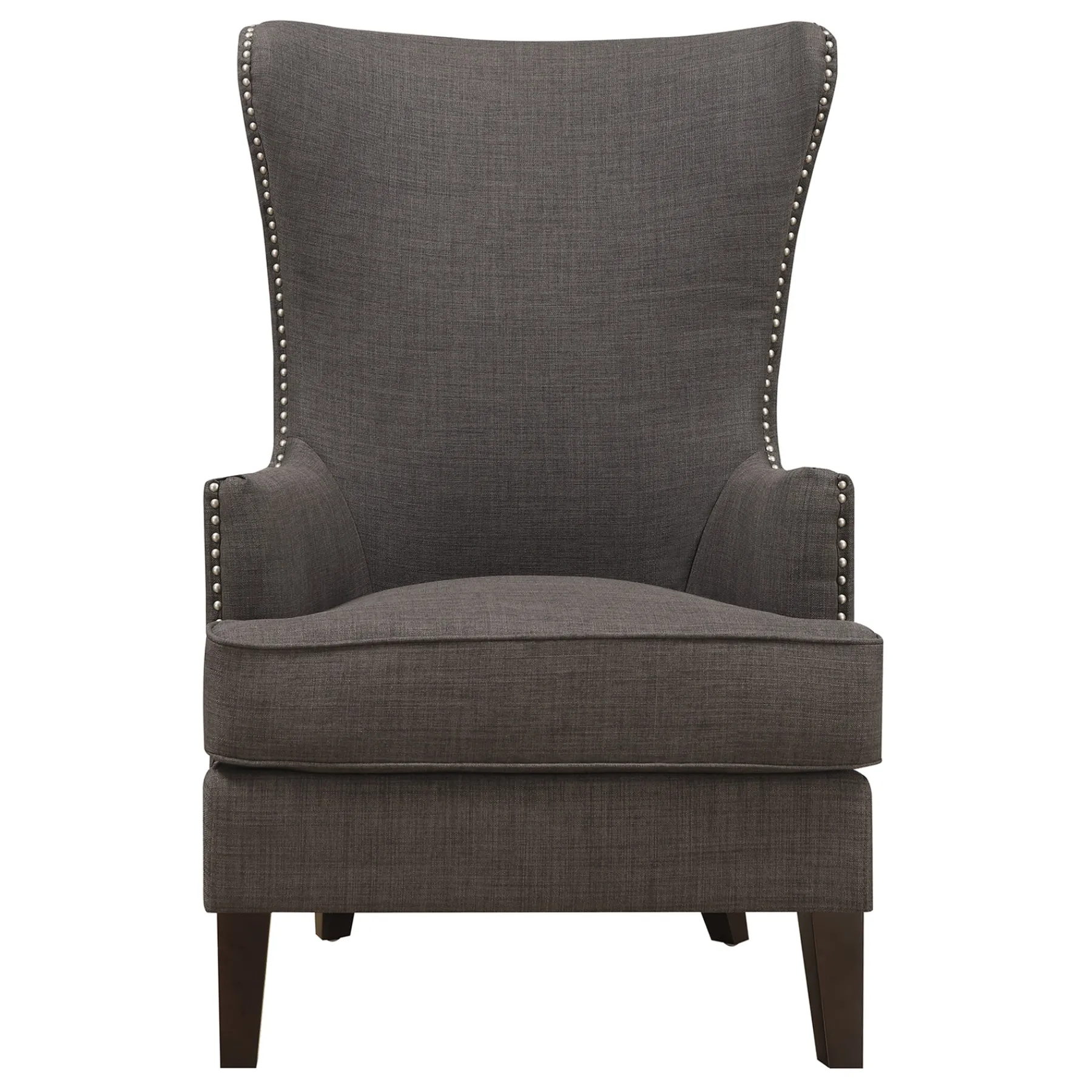 * Kori Charcoal Grey High Back Accent Chair With Nailhead Trim Good Quality< Accent Chairs