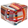 * Krisha Yarn Dyed Pouf Featured< Ottomans & Poufs