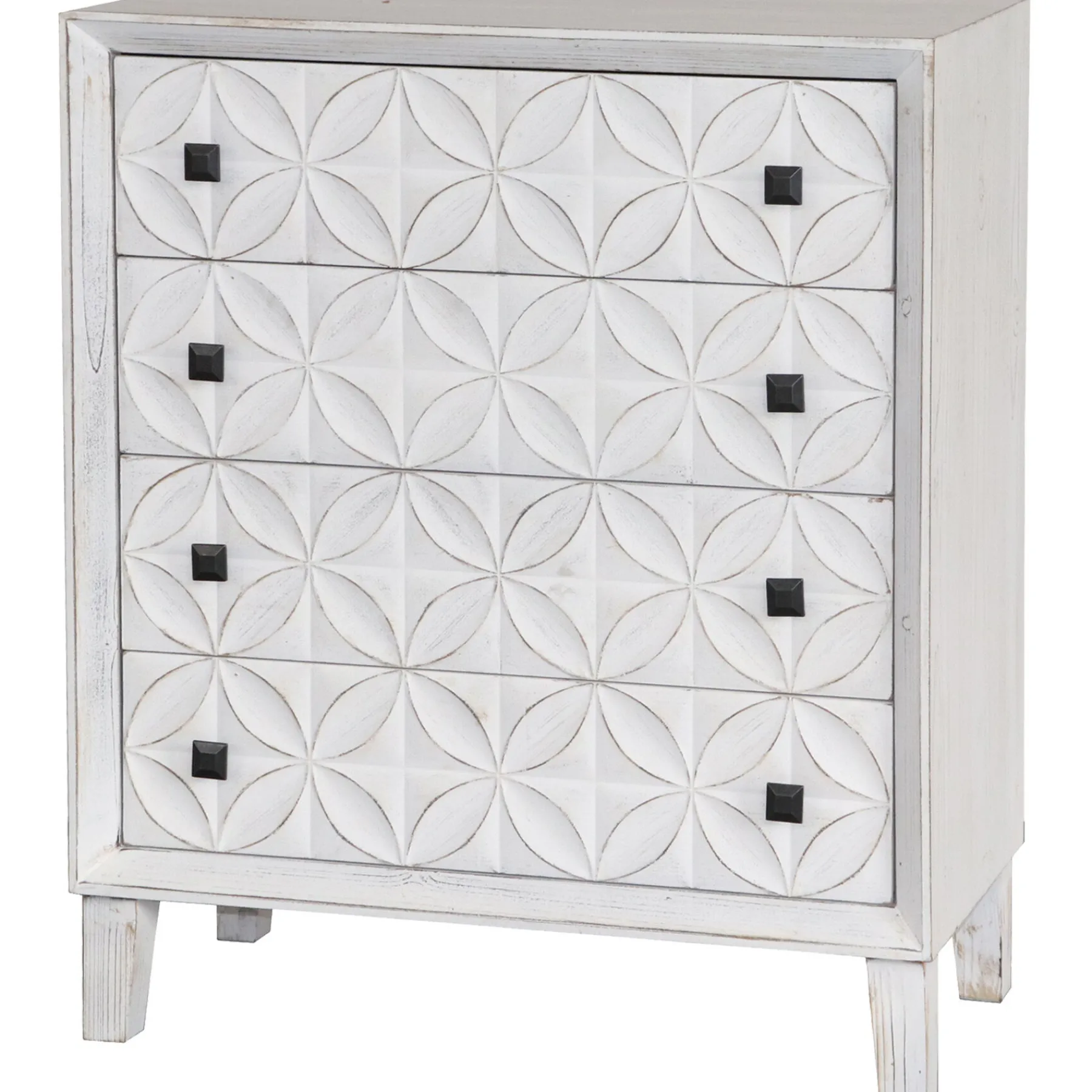* Laci White 4 Drawer Cabinet Fashion< Bedroom