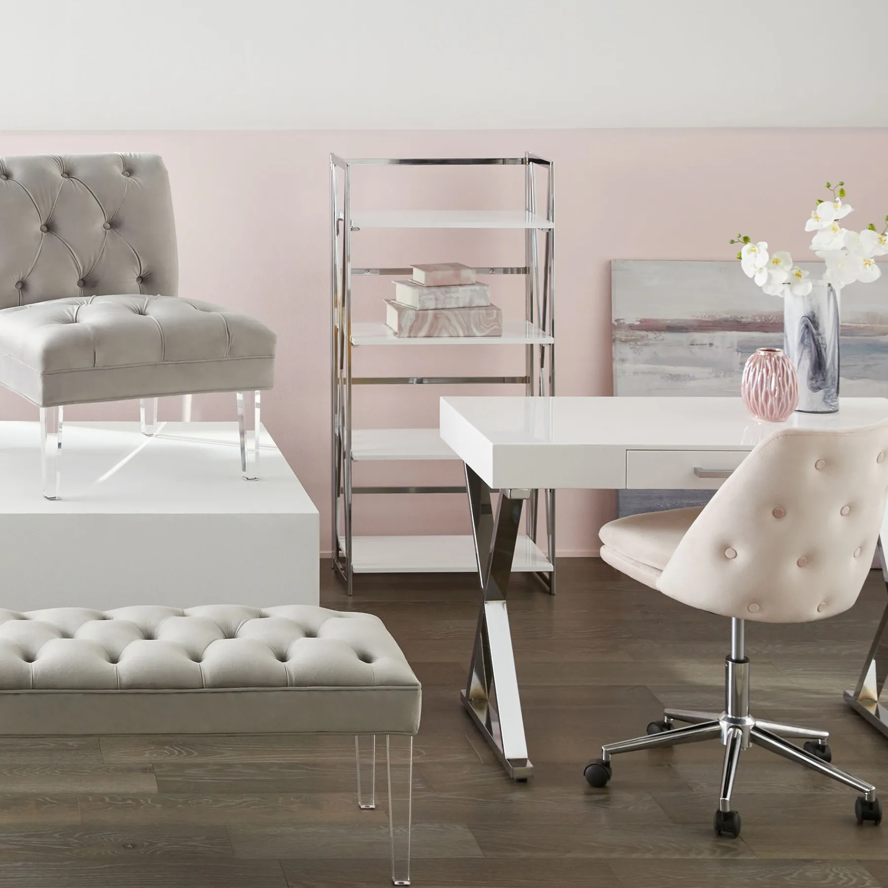 * Laila Ali Astrid Chrome Bookshelf Promotion< Office