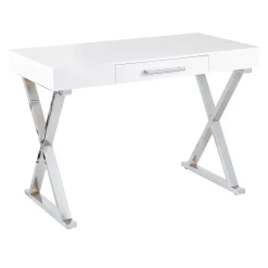 * Laila Ali Astrid Chrome Desk Bargain Sale< Office