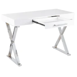 * Laila Ali Astrid Chrome Desk Bargain Sale< Office
