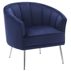 * Laila Ali Avani Blue Velvet Accent Chair Opening Sales< Accent Chairs