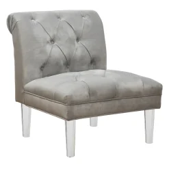 * Laila Ali Grey Tufted Accent Chair With Clear Acrylic Legs Outlet< Accent Chairs