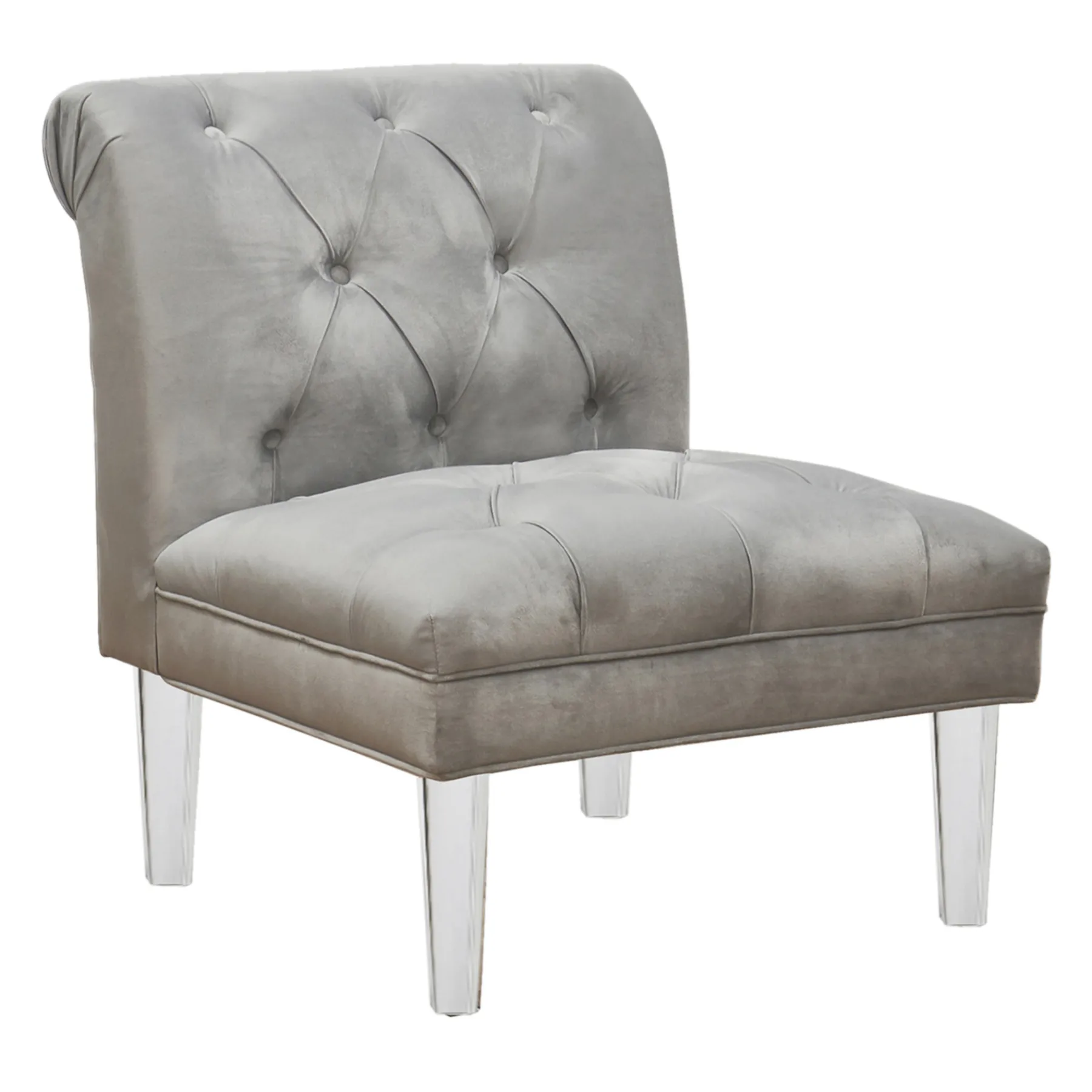 * Laila Ali Grey Tufted Accent Chair With Clear Acrylic Legs Outlet< Accent Chairs