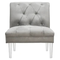 * Laila Ali Grey Tufted Accent Chair With Clear Acrylic Legs Outlet< Accent Chairs