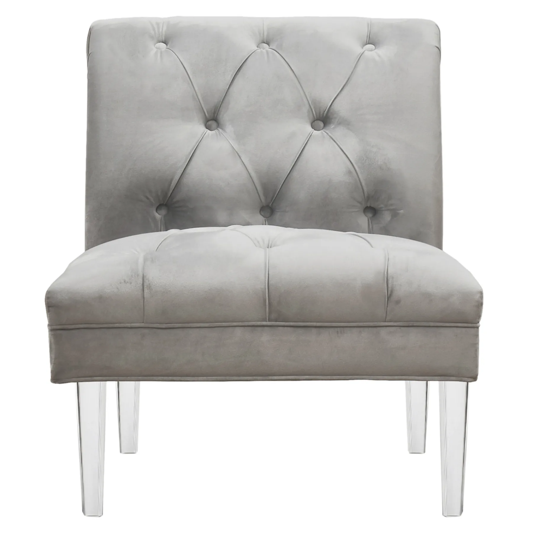 * Laila Ali Grey Tufted Accent Chair With Clear Acrylic Legs Outlet< Accent Chairs