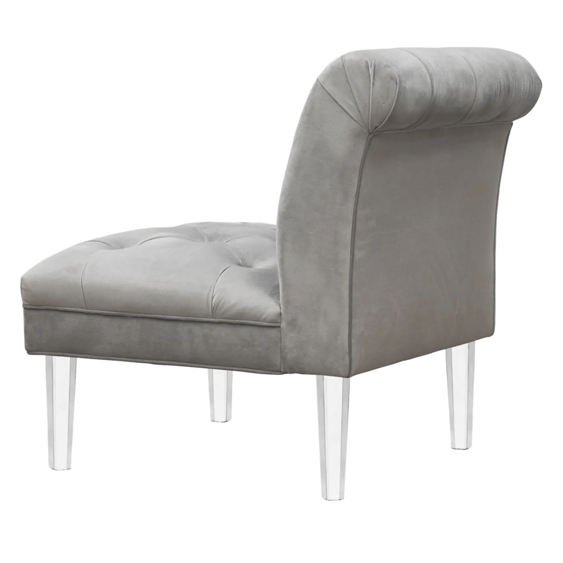 * Laila Ali Grey Tufted Accent Chair With Clear Acrylic Legs Outlet< Accent Chairs