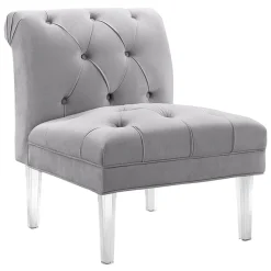 * Laila Ali Grey Tufted Acrylic Leg Accent Chair Kd Fashion< Accent Chairs