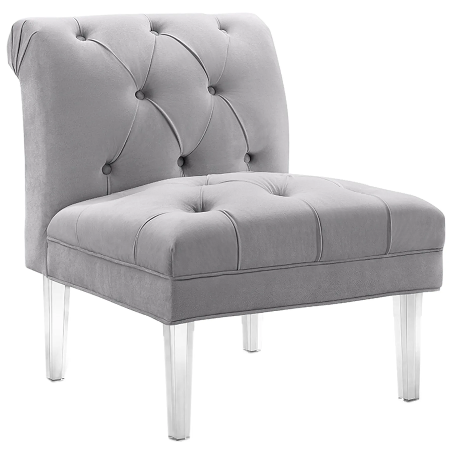 * Laila Ali Grey Tufted Acrylic Leg Accent Chair Kd Fashion< Accent Chairs