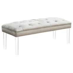 * Laila Ali Grey Tufted Acrylic Leg Bench, Kd Online Discount< Stools & Benches