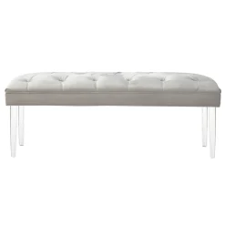 * Laila Ali Grey Tufted Acrylic Leg Bench, Kd Online Discount< Stools & Benches