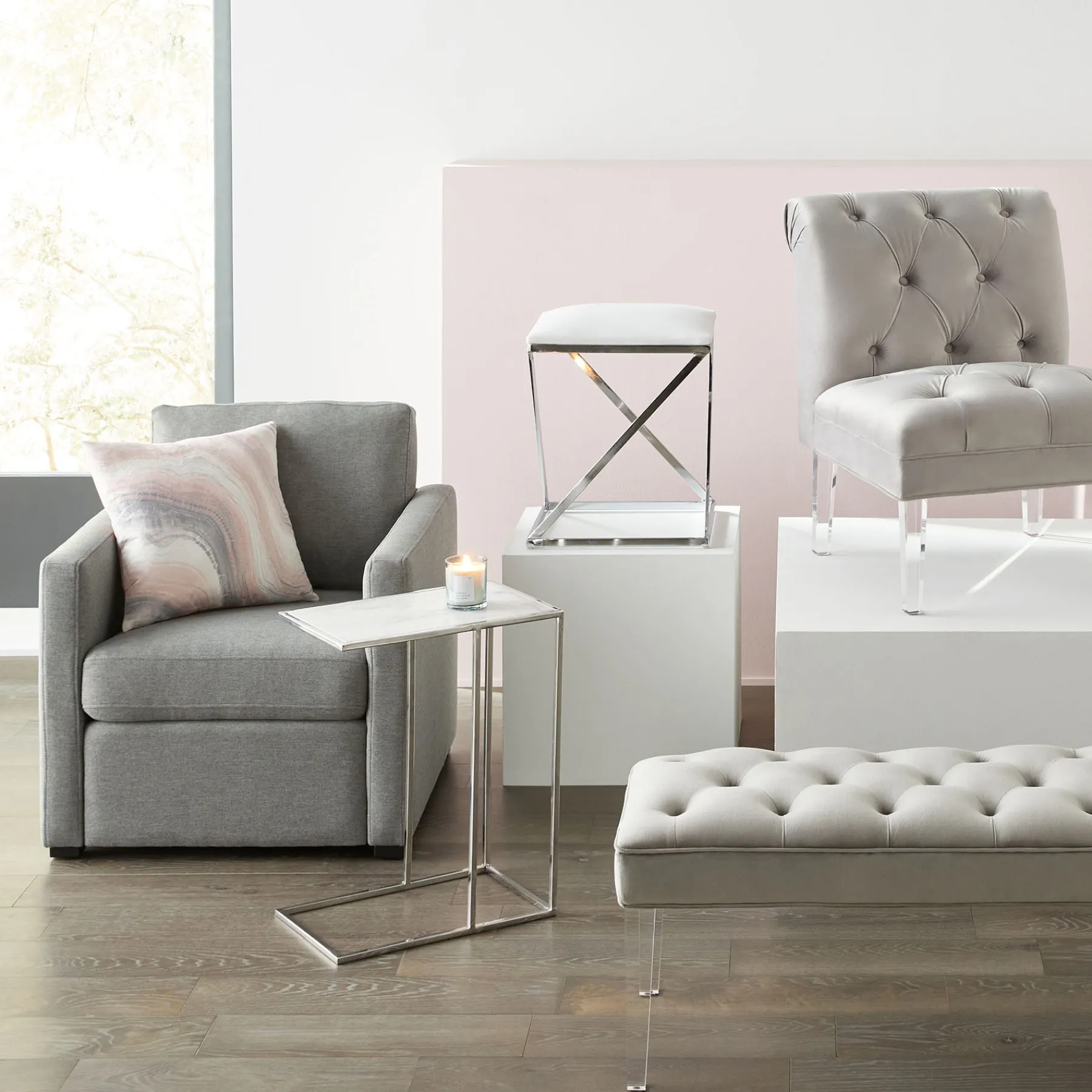 * Laila Ali Harlowe Modern Track Arm Chair Promotion< Accent Chairs