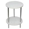 * Laila Ali Iris White Marble Accent Table Opening Sales< Accent Tables