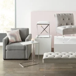 * Laila Ali Marbled-Top Silver C-Table Flash Sale< Accent Tables