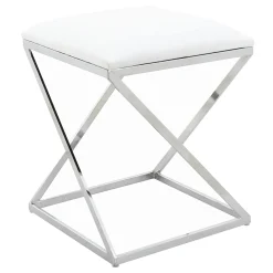 * Laila Ali Modern White Velvet Ottoman Promotion< Ottomans & Poufs