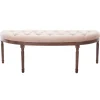 * Lourdes Ivory Linen Tufted Curved Bench W/Distressed Wood Legs Opening Sales< Benches
