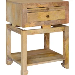 * Maddison Natural Wood Side Table With Drawer Clearance< Accent Tables