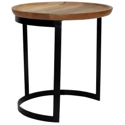 * Mango Wood Top Side Table With Metal Base, Small Gift Selection< Accent Tables