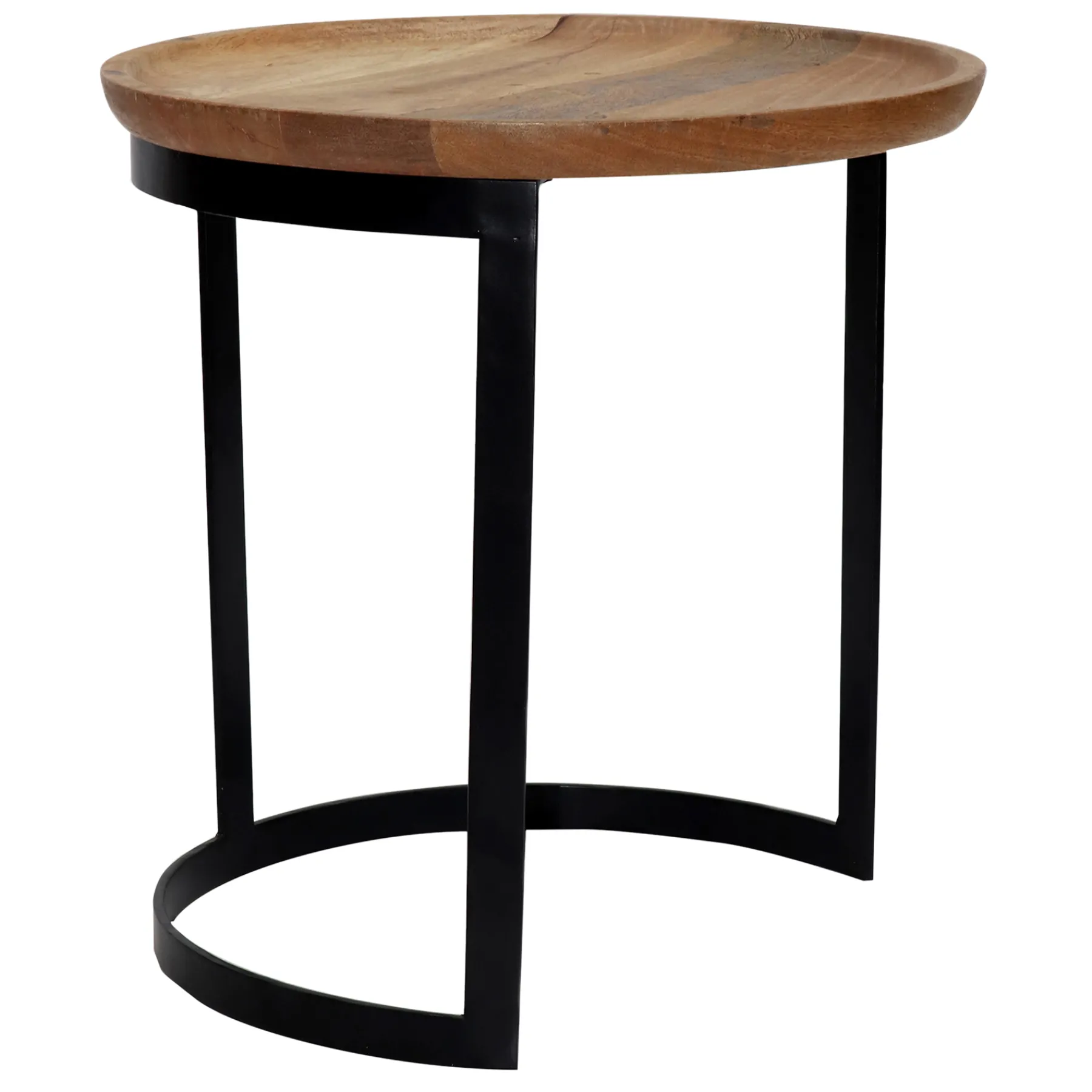 * Mango Wood Top Side Table With Metal Base, Small Gift Selection< Accent Tables