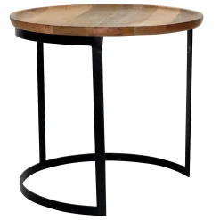 * Mango Wood Top Side Table With Metal Base, Large Clearance< Accent Tables