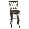 * Marsol Brown Metal Swivel Barstool With Faux Leather Seat Clearance< Barstools