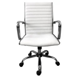 * Maxwell Adjustable Faux Leather Office Chair, White Low Price< Office