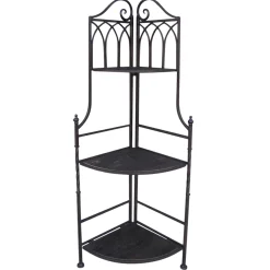 * Metal Corner Rack With Brown Decorative Arch & Folding Wood-Top Shelves, 47 Gift Selection< Baker'S Racks & Bar Carts