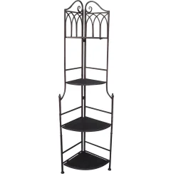 * Metal Corner Rack With Brown Decorative Arch & Folding Wood-Top Shelves, 63 Online Discount< Baker'S Racks & Bar Carts