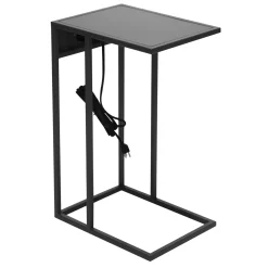 * Metal C-Table With Usb Port, Dark Grey Outlet< Accent Tables