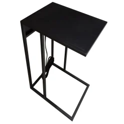 * Metal C-Table With Usb Port, Black Online Discount< Accent Tables