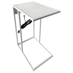 * Metal C-Table With Usb Port, White Premium< Accent Tables