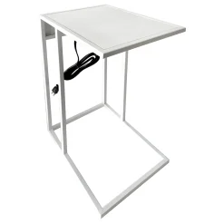 * Metal C-Table With Usb Port, White Premium< Accent Tables