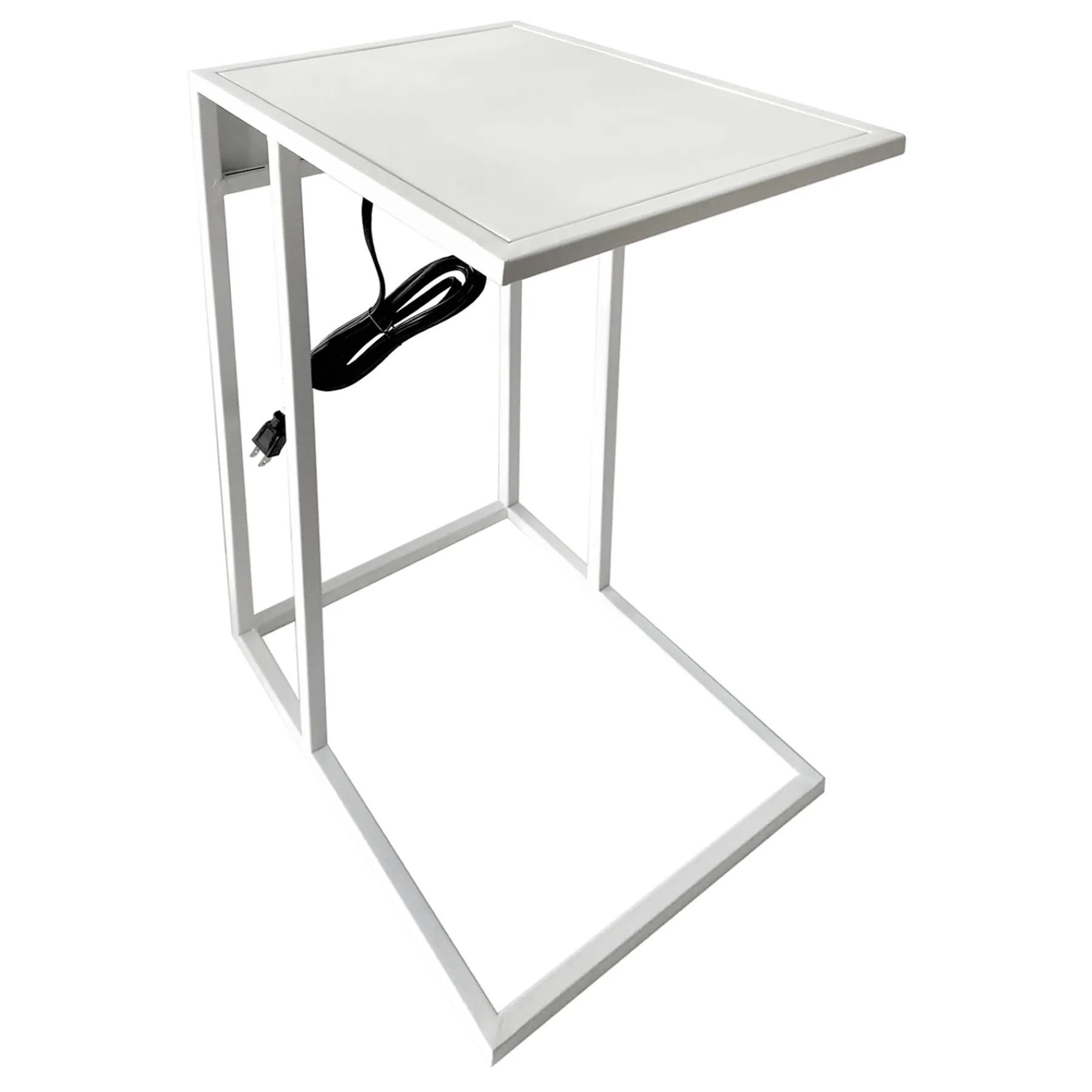 * Metal C-Table With Usb Port, White Premium< Accent Tables