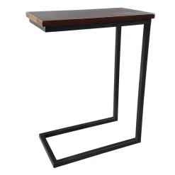 * Metal C-Table With Wooden Top, Black Promotion< Accent Tables