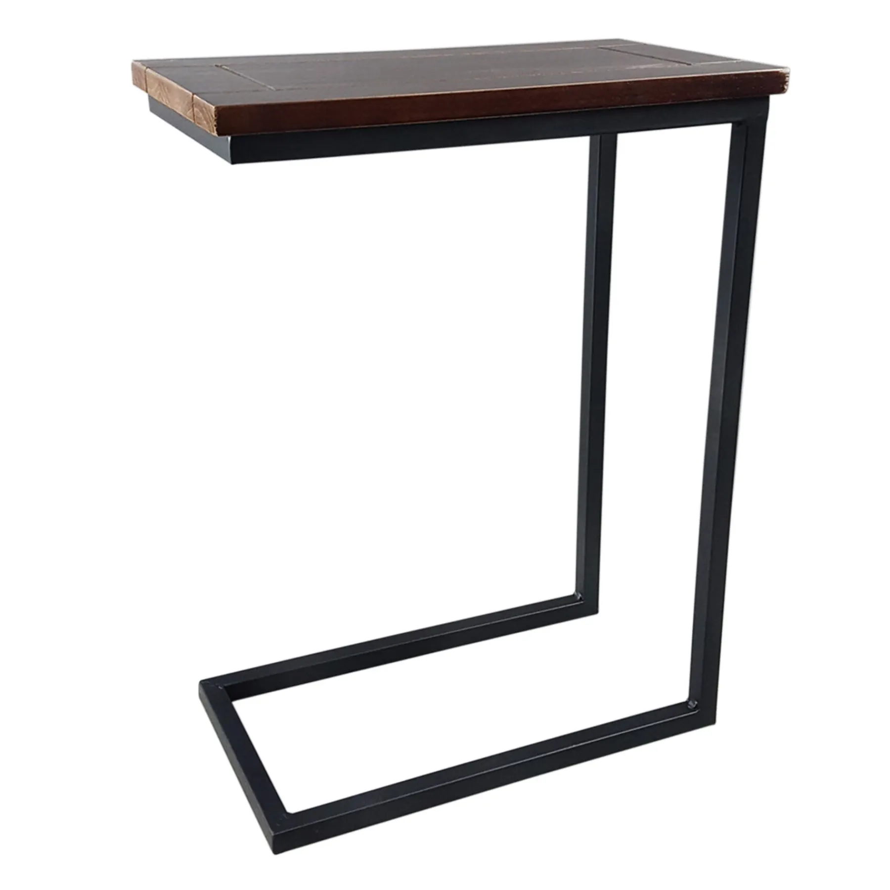 * Metal C-Table With Wooden Top, Black Promotion< Accent Tables