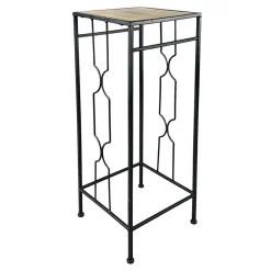 * Metal Plant Stand With Wood Top Black, Large Promotion< Plant Stands