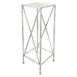 * Metal Plant Stand With Wood Top Grey, Large Online Discount< Plant Stands