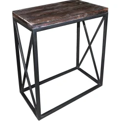 * Metal X-Side Table With Wood Top, Large Outlet< Accent Tables