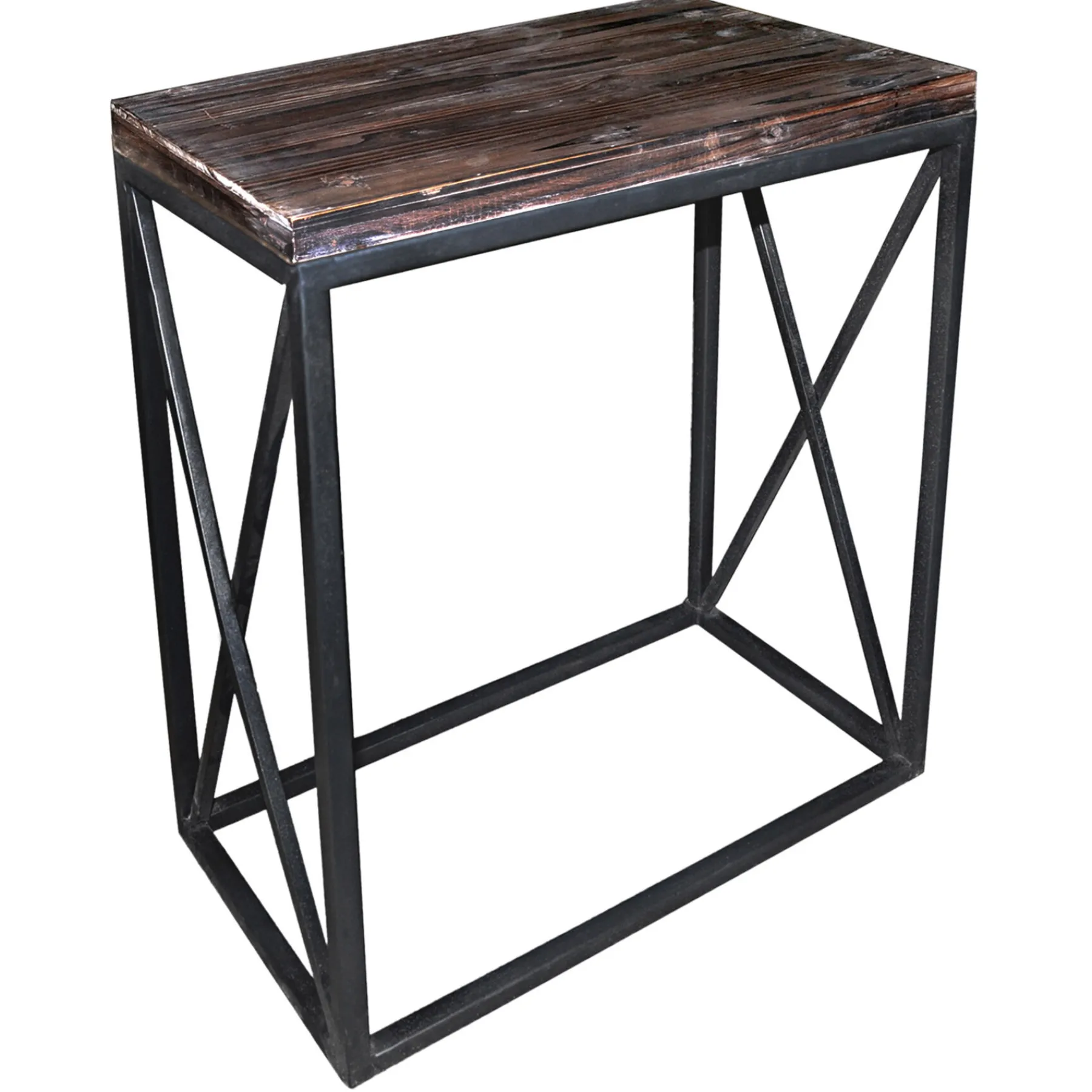 * Metal X-Side Table With Wood Top, Large Outlet< Accent Tables