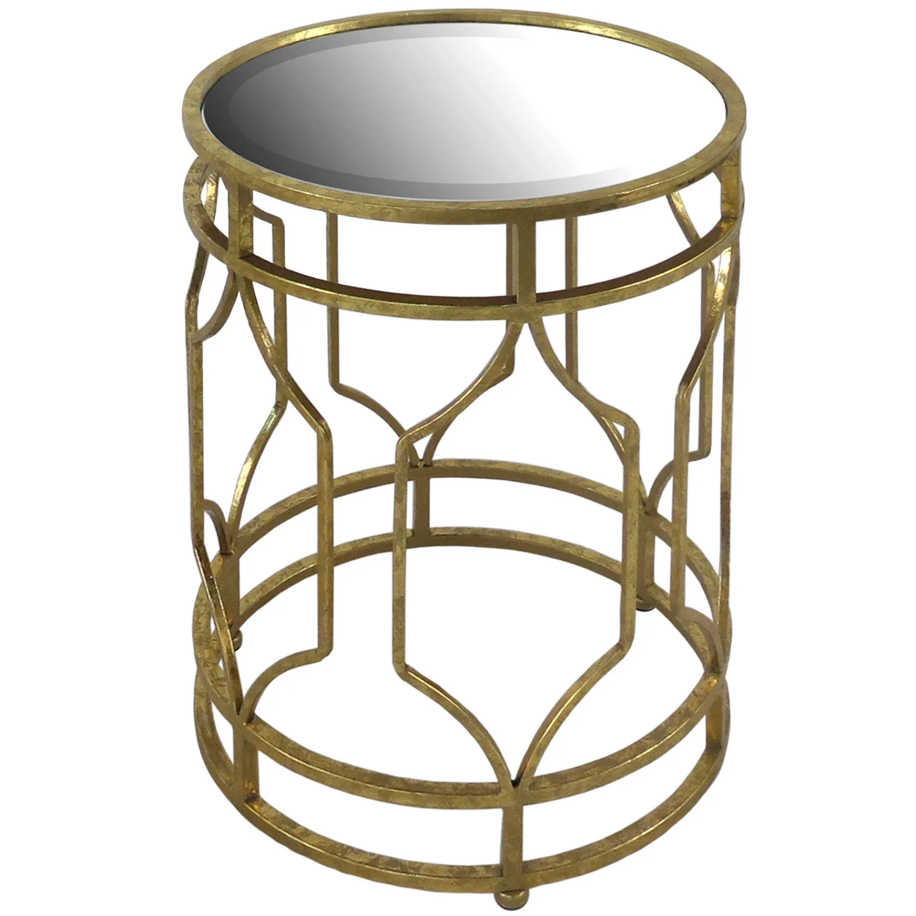 * Mirror Top Table With Gold Quatrefoil Base, Small Promotion< Accent Tables