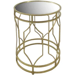 * Mirror Top Table With Gold Quatrefoil Base, Large Opening Sales< Accent Tables