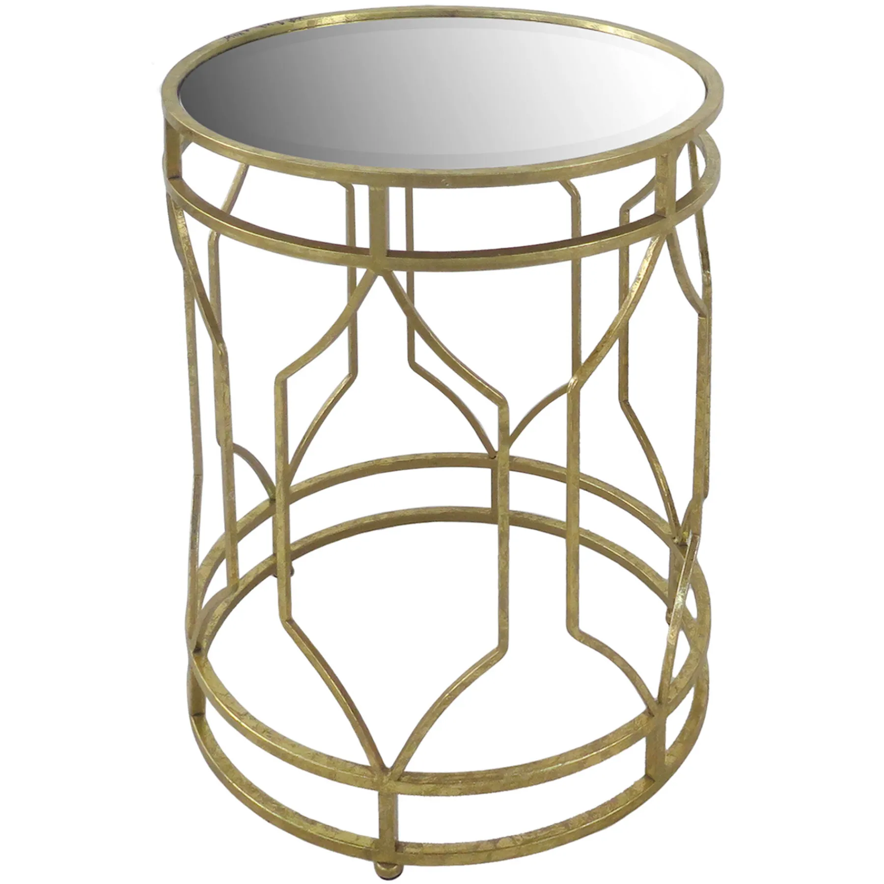 * Mirror Top Table With Gold Quatrefoil Base, Large Opening Sales< Accent Tables